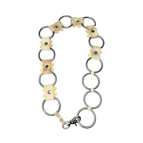 Retro Hippie Floral Suede Chain Belt Boho Festival Western Used Womens   38” - Picture 2 of 16